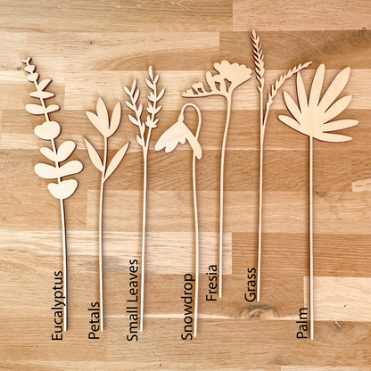 Large Individual Wooden Flower Stems - Unfinished - Paint Your Own - END OF LINE