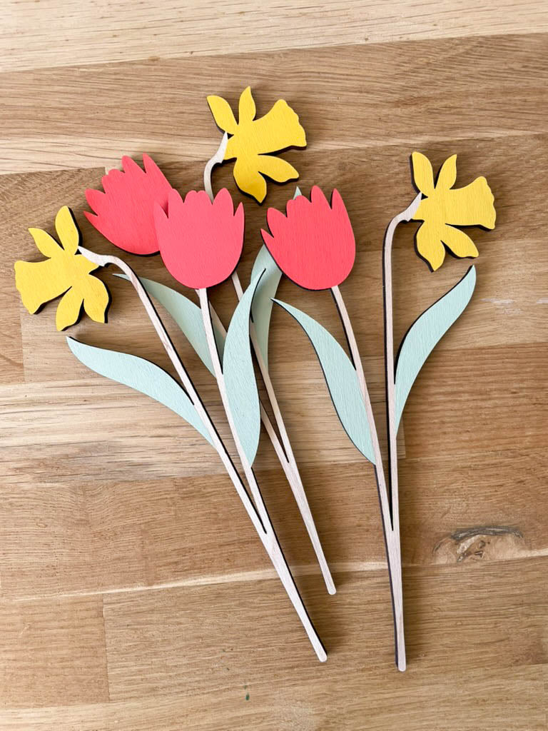 Wooden Spring Flowers - Tulip & Daffodil