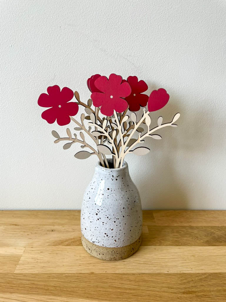 Wooden Painted Red Flower Stem