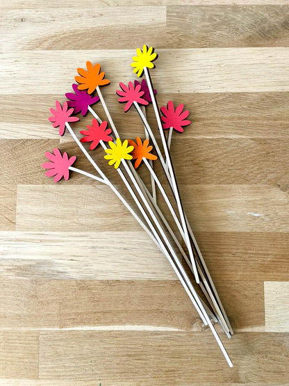 Painted Wooden Posy Flower Set - Pink Set