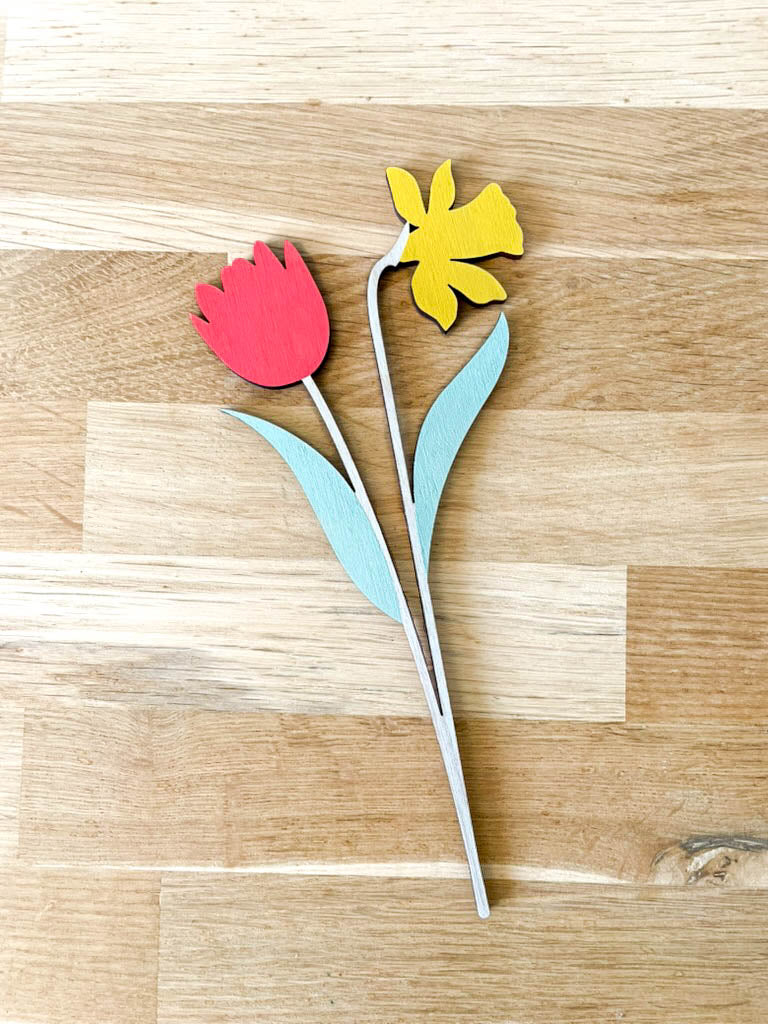 Wooden Spring Flowers - Tulip & Daffodil