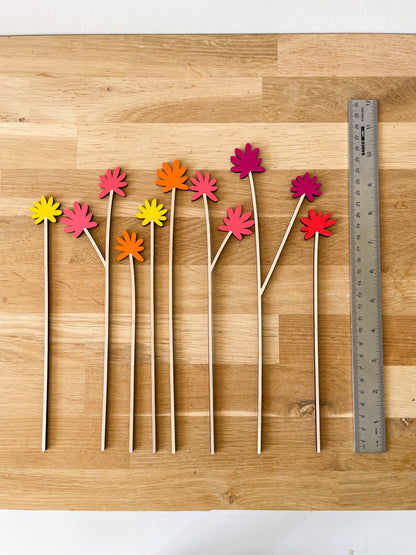 Painted Wooden Posy Flower Set - Pink Set