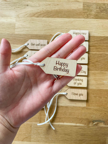 Engraved Wooden Gift Tag With Ribbon
