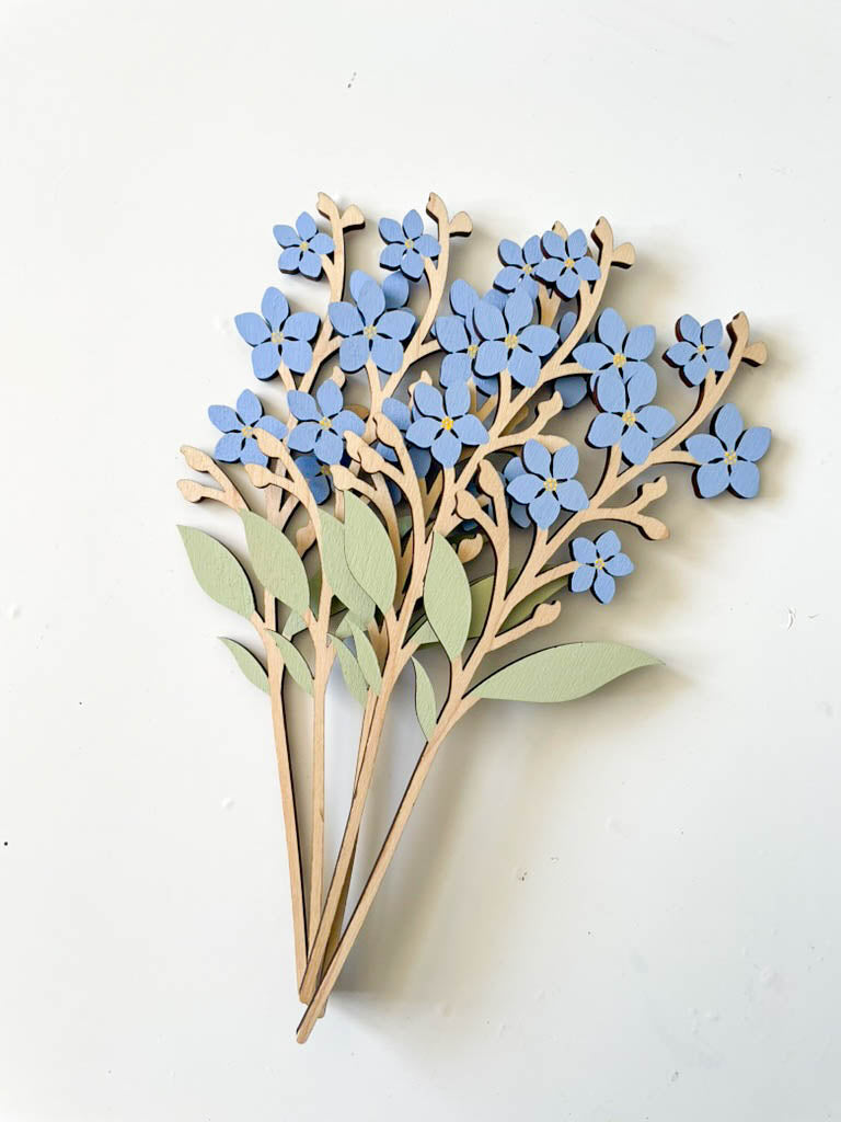 Wooden Forget Me Not Flowers