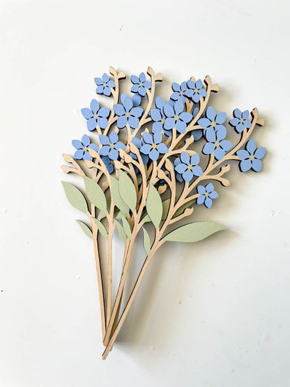 Wooden Forget Me Not Flowers