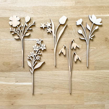 Multi-Flower Wooden Stems, DIY Craft Paint Your Own Flower Bouquet