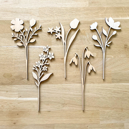 Multi-Flower Wooden Stems, DIY Craft Paint Your Own Flower Bouquet
