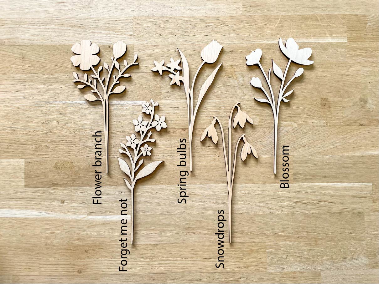 Multi-Flower Wooden Stems, DIY Craft Paint Your Own Flower Bouquet
