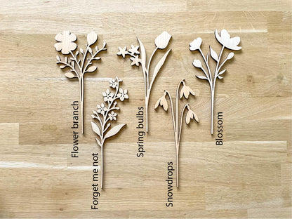 Multi-Flower Wooden Stems, DIY Craft Paint Your Own Flower Bouquet