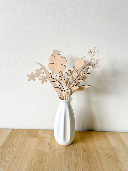 Multi-Flower Wooden Stems, DIY Craft Paint Your Own Flower Bouquet