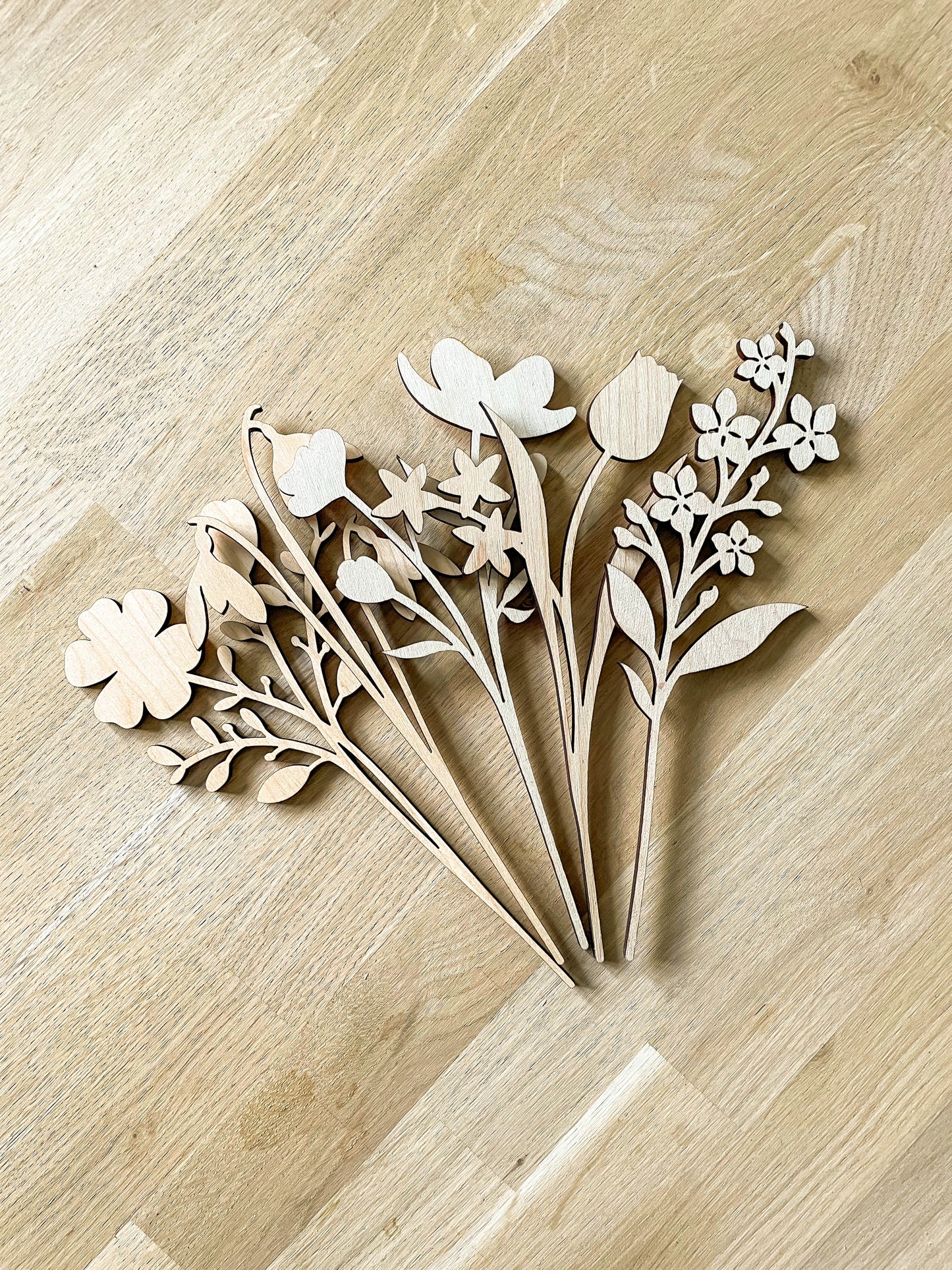 Multi-Flower Wooden Stems, DIY Craft Paint Your Own Flower Bouquet
