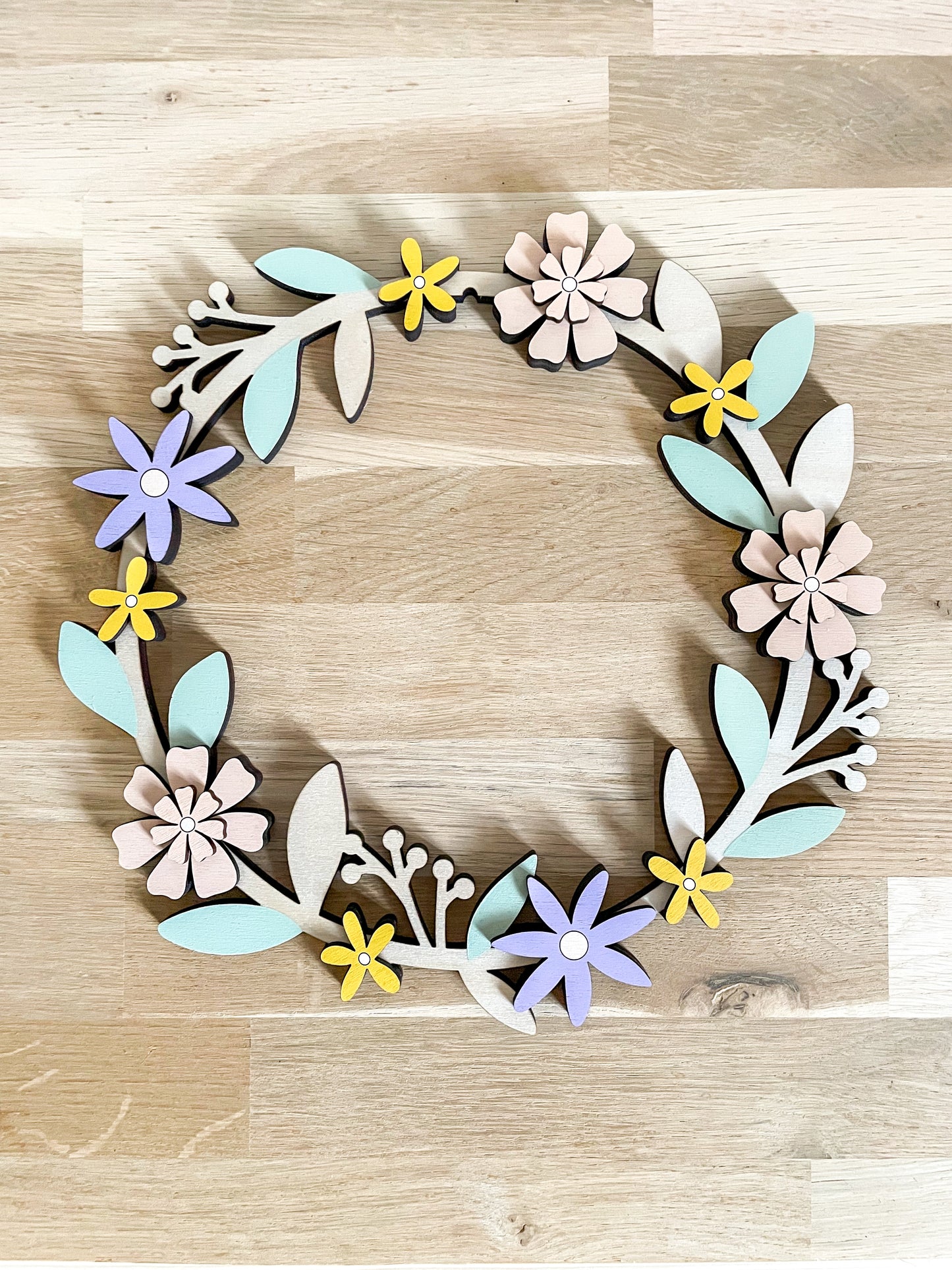 Wooden Blossom Wreath - SAMPLE