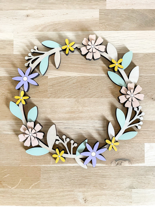 Wooden Blossom Wreath - SAMPLE