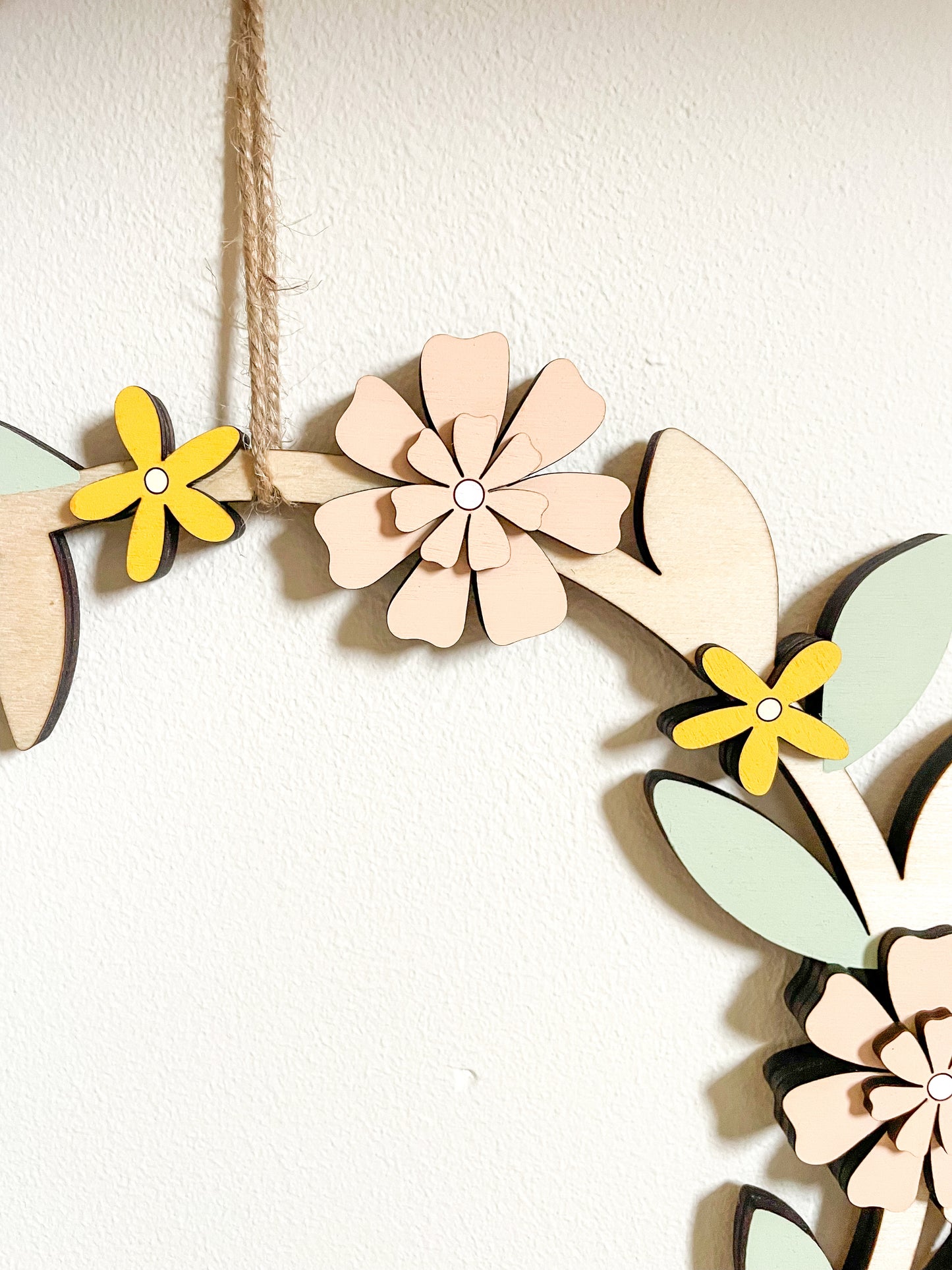 Wooden Blossom Wreath - SAMPLE