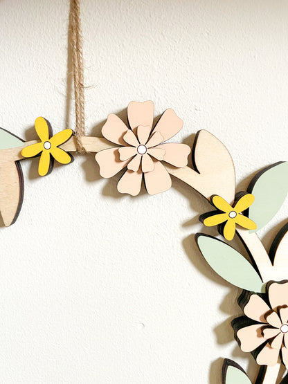 Wooden Blossom Wreath - SAMPLE