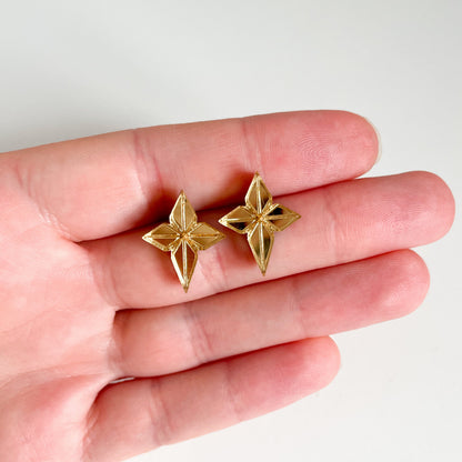 Mirror Gold Star Studs - Sterling Silver