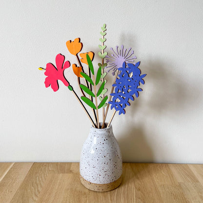 Large Individual Wooden Flower Stems - Hand Painted - END OF LINE