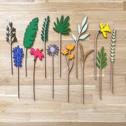 Large Individual Wooden Flower Stems - Hand Painted - END OF LINE
