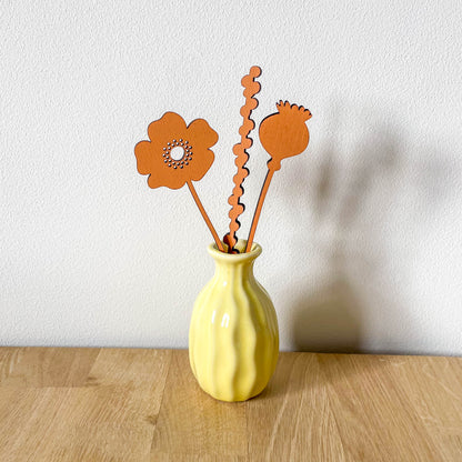 Mini Wooden Wildflower Stems - Orange - SECONDS