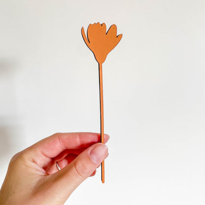 Mini Wooden Wildflower Stems - Orange - SECONDS
