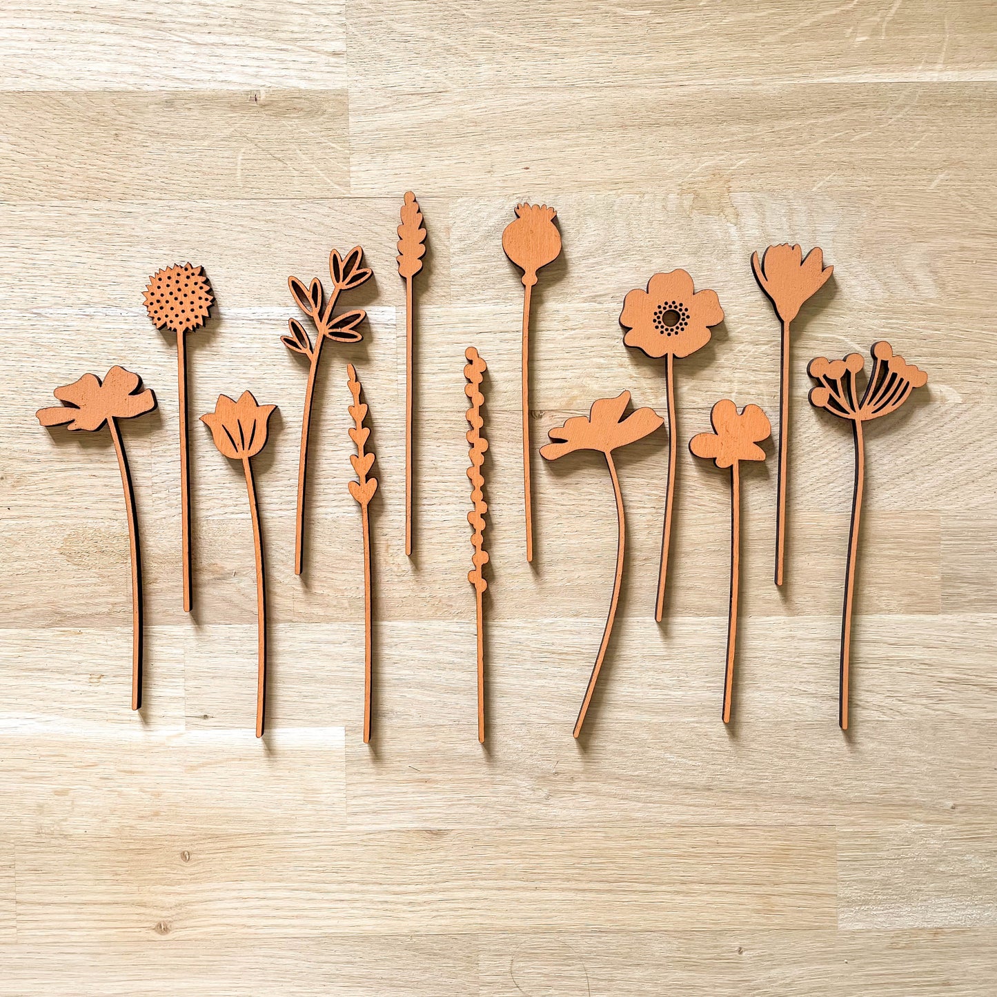 Mini Wooden Wildflower Stems - Orange - SECONDS