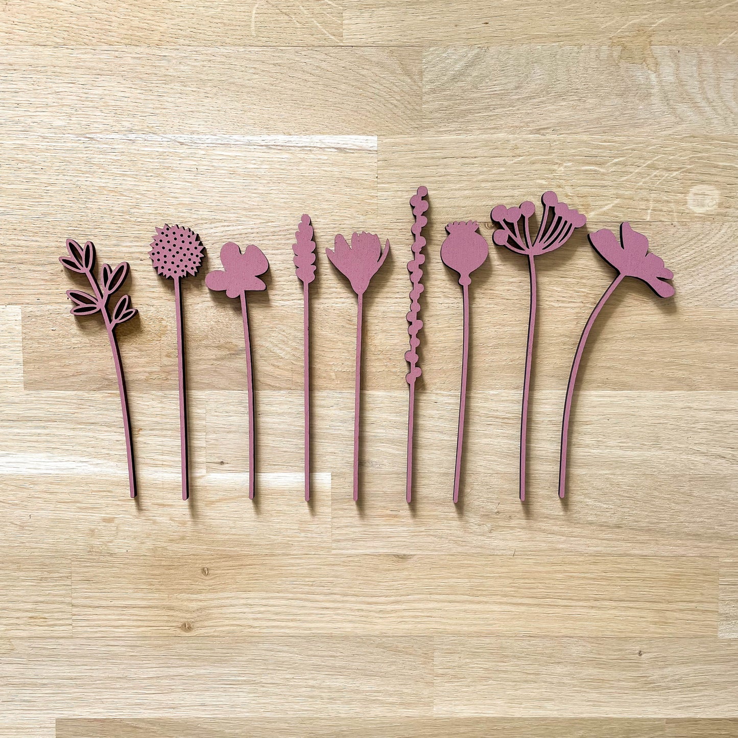 Mini Wooden Wildflower Stems - Pink - SECONDS
