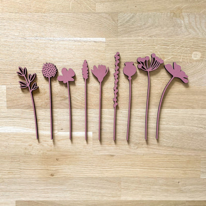 Mini Wooden Wildflower Stems - Pink - SECONDS