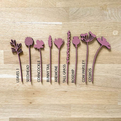 Mini Wooden Wildflower Stems - Pink - SECONDS