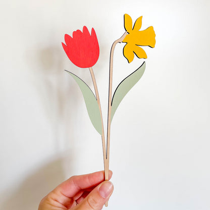 Tulip and Daffodil Multi Flower Stem - Painted/Unpainted - END OF LINE