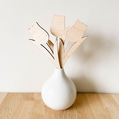 Large Individual Wooden Tulip Stems - Unfinished - Paint Your Own - END OF LINE