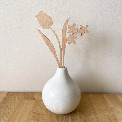 Spring Multi Flower Stem - Unfinished - Paint Your Own - SECONDS