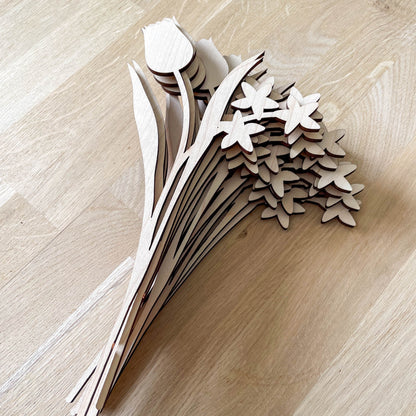 Spring Multi Flower Stem - Unfinished - Paint Your Own - SECONDS