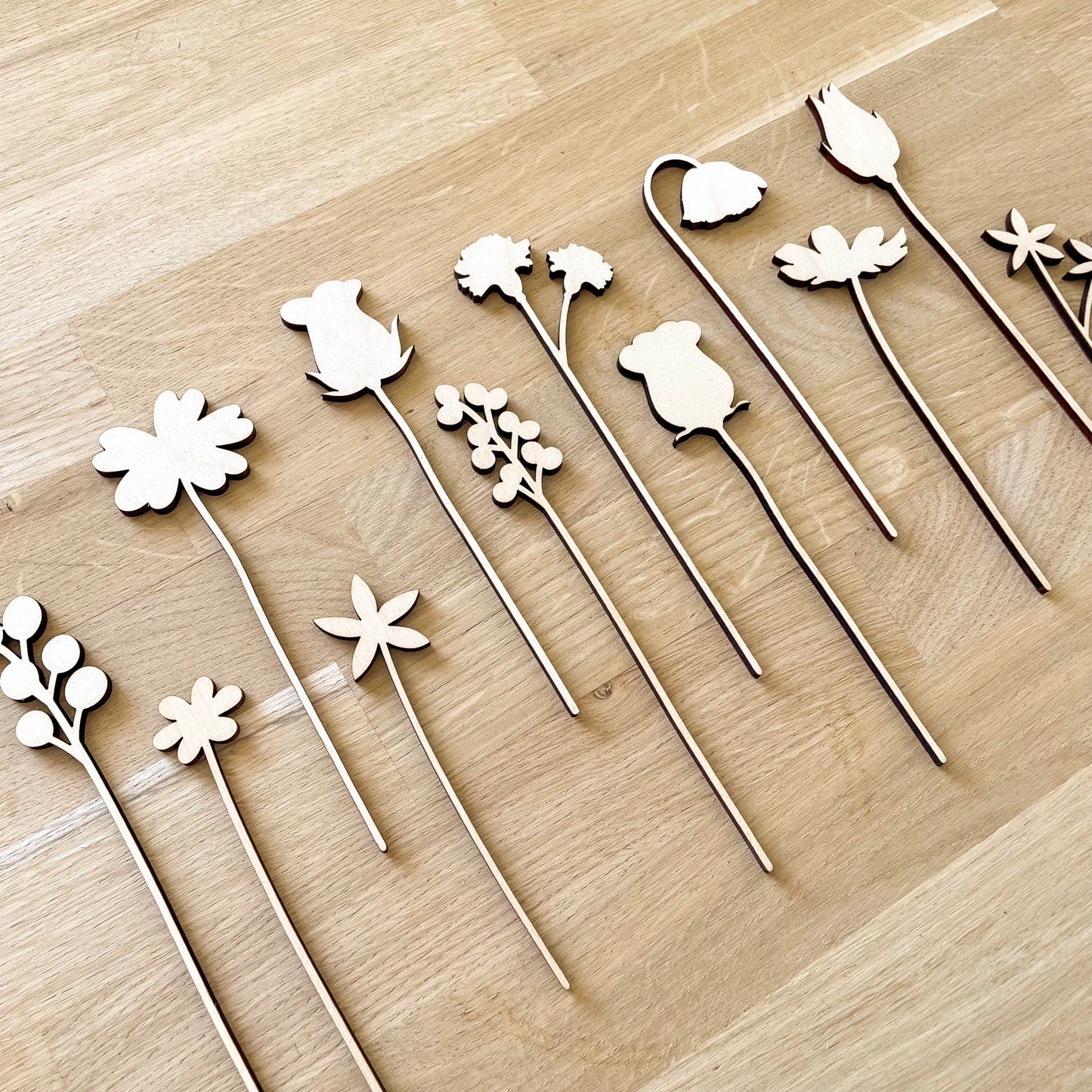 Mini Individual Wooden Flower Stems - Unfinished - Paint Your Own - END OF LINE