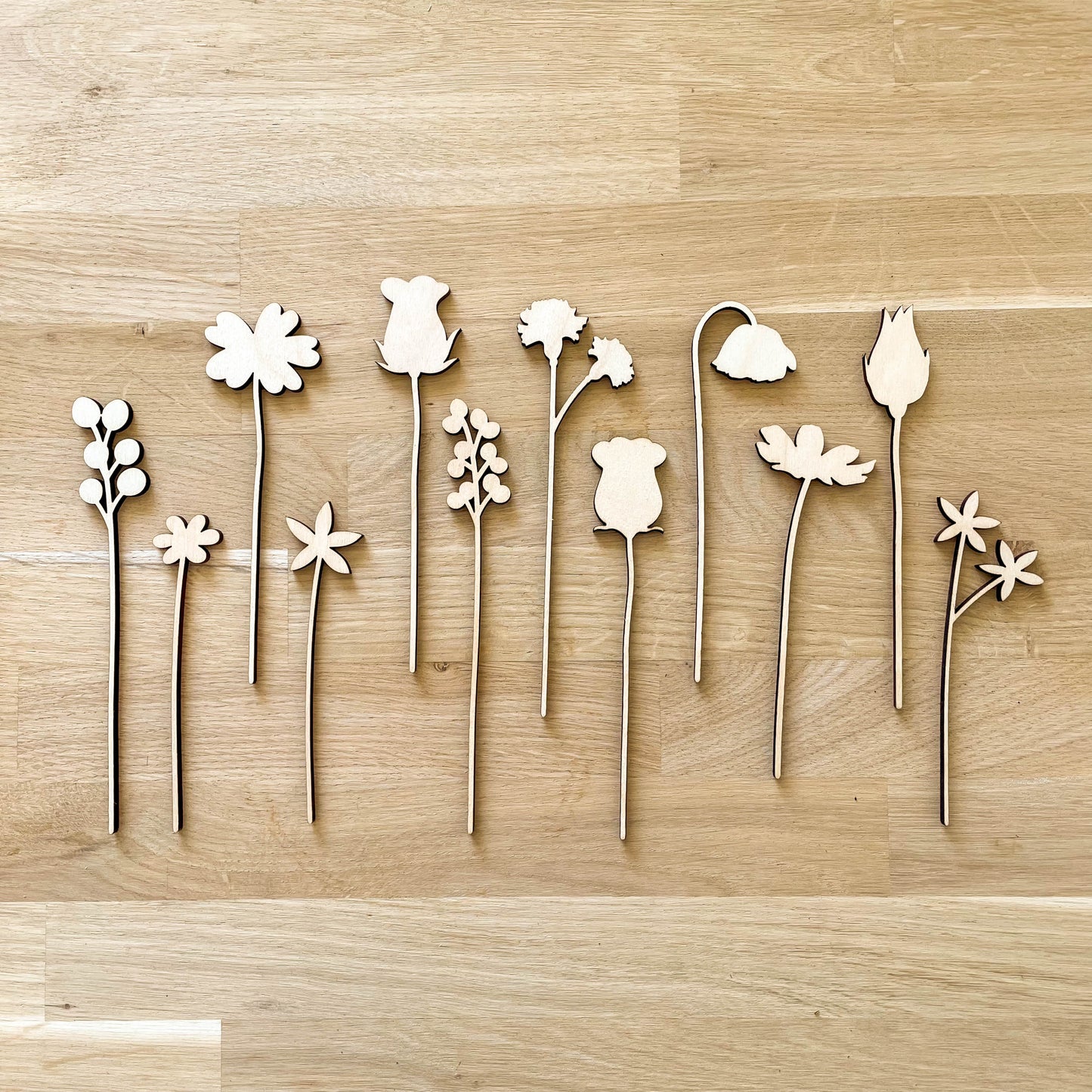 Mini Individual Wooden Flower Stems - Unfinished - Paint Your Own - END OF LINE