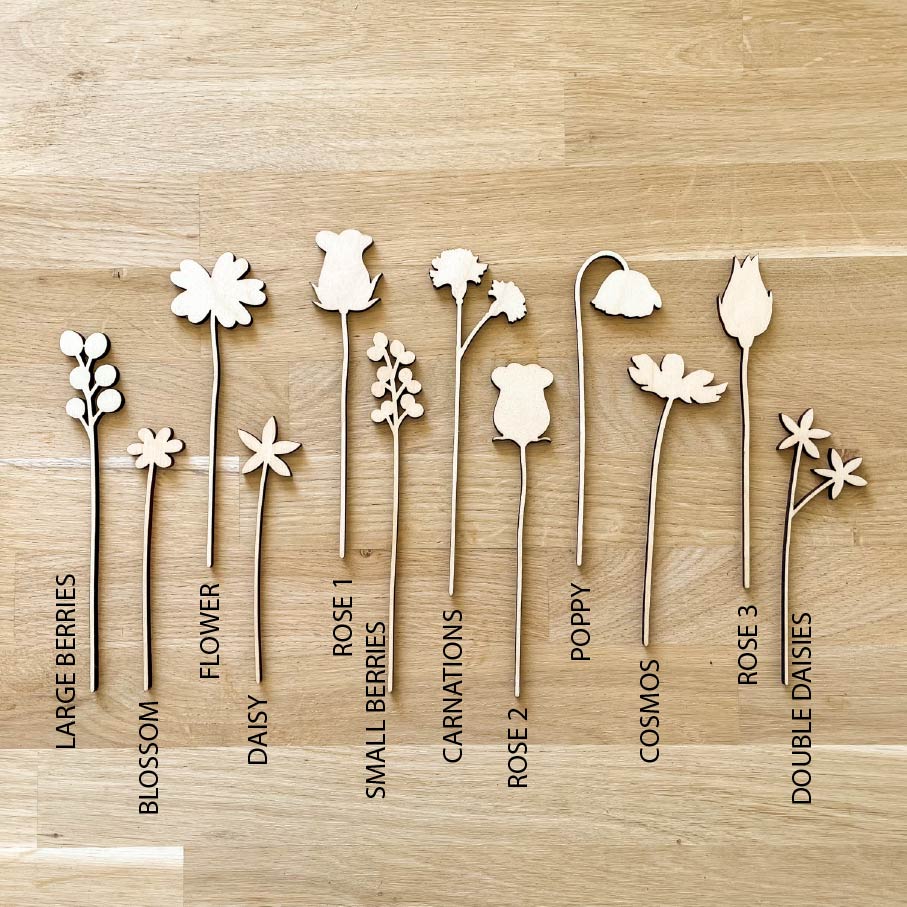 Mini Individual Wooden Flower Stems - Unfinished - Paint Your Own - END OF LINE