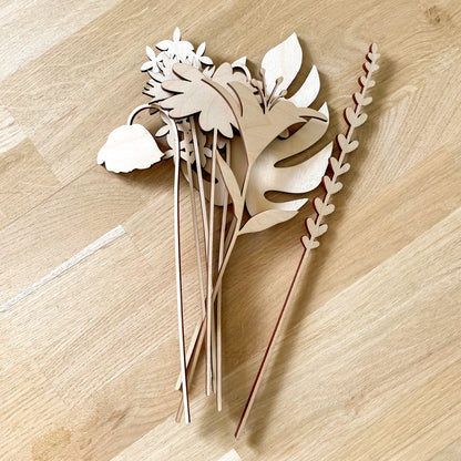 Large Individual Wooden Flower Stems - Unfinished - Paint Your Own - END OF LINE