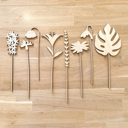 Large Individual Wooden Flower Stems - Unfinished - Paint Your Own - END OF LINE