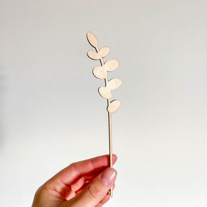 Mini Individual Wooden Leaf Stems - Unfinished - Paint Your Own - END OF LINE