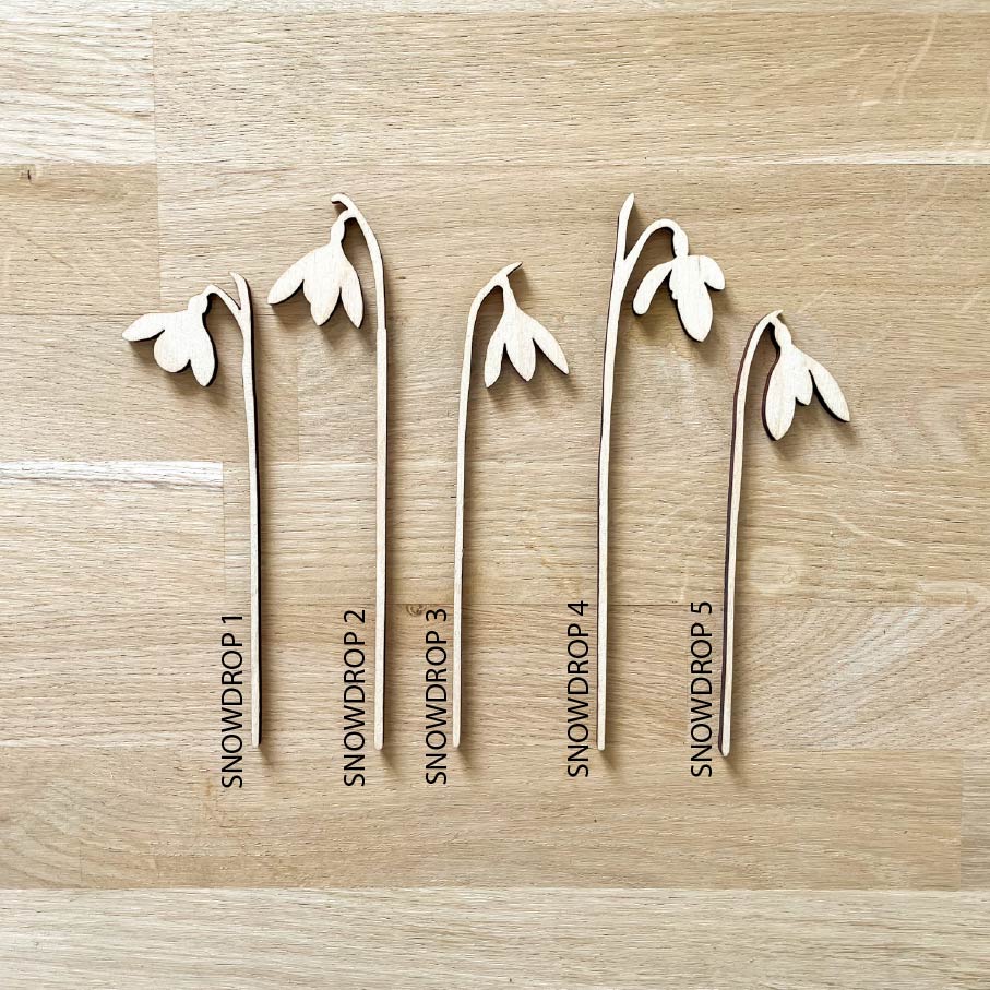 Mini Wooden Snowdrop Stems - Unfinished - Paint Your Own - END OF LINE