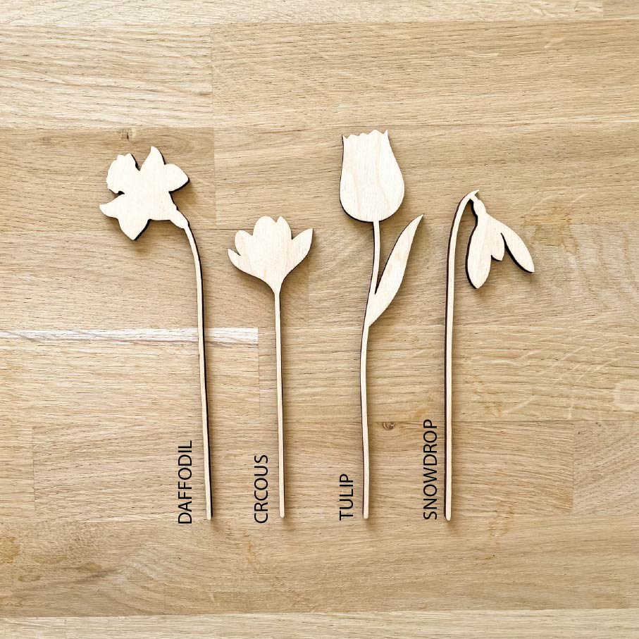 Small Wooden Spring Flower Stems - Unfinished - Paint Your Own - END OF LINE