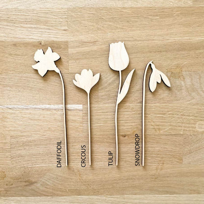 Small Wooden Spring Flower Stems - Unfinished - Paint Your Own - END OF LINE