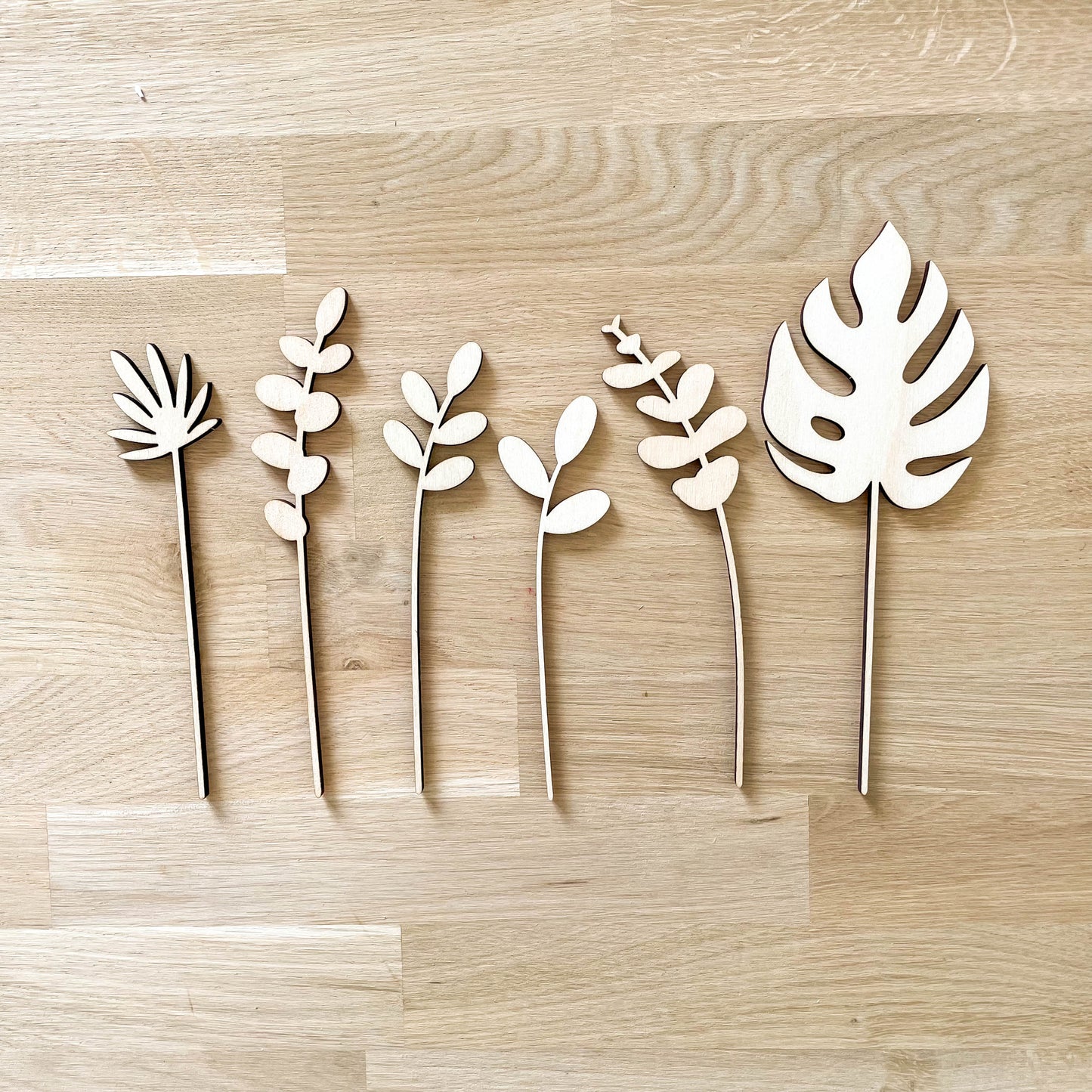 Mini Individual Wooden Leaf Stems - Unfinished - Paint Your Own - END OF LINE