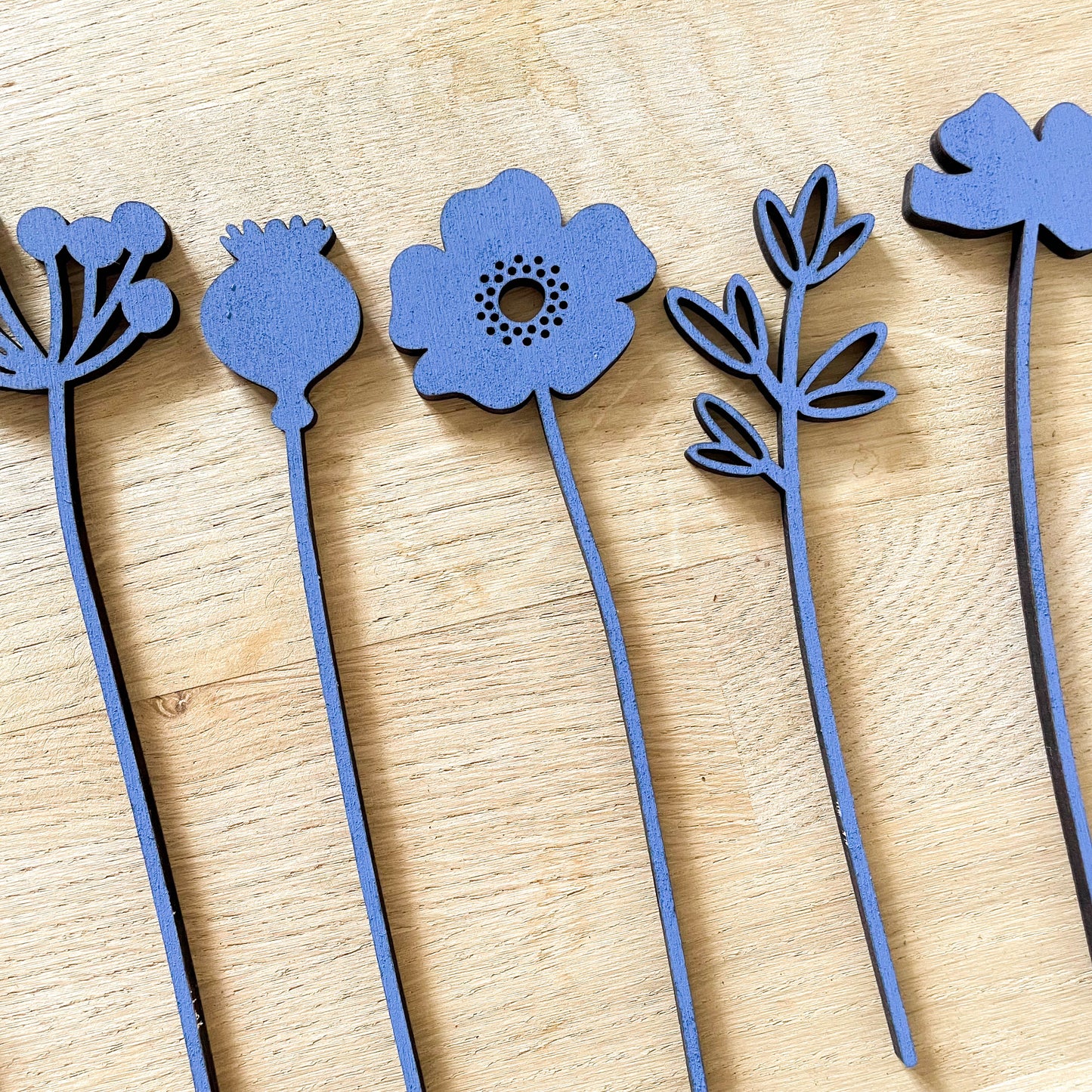 Mini Wooden Wildflower Stems - Blue - SECONDS