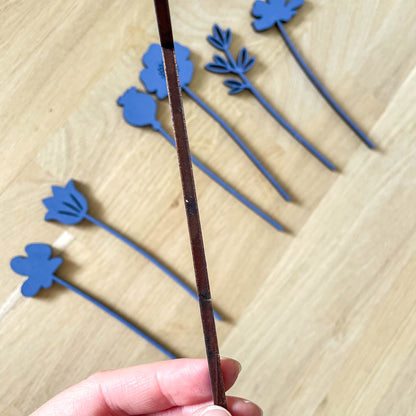 Mini Wooden Wildflower Stems - Blue - SECONDS