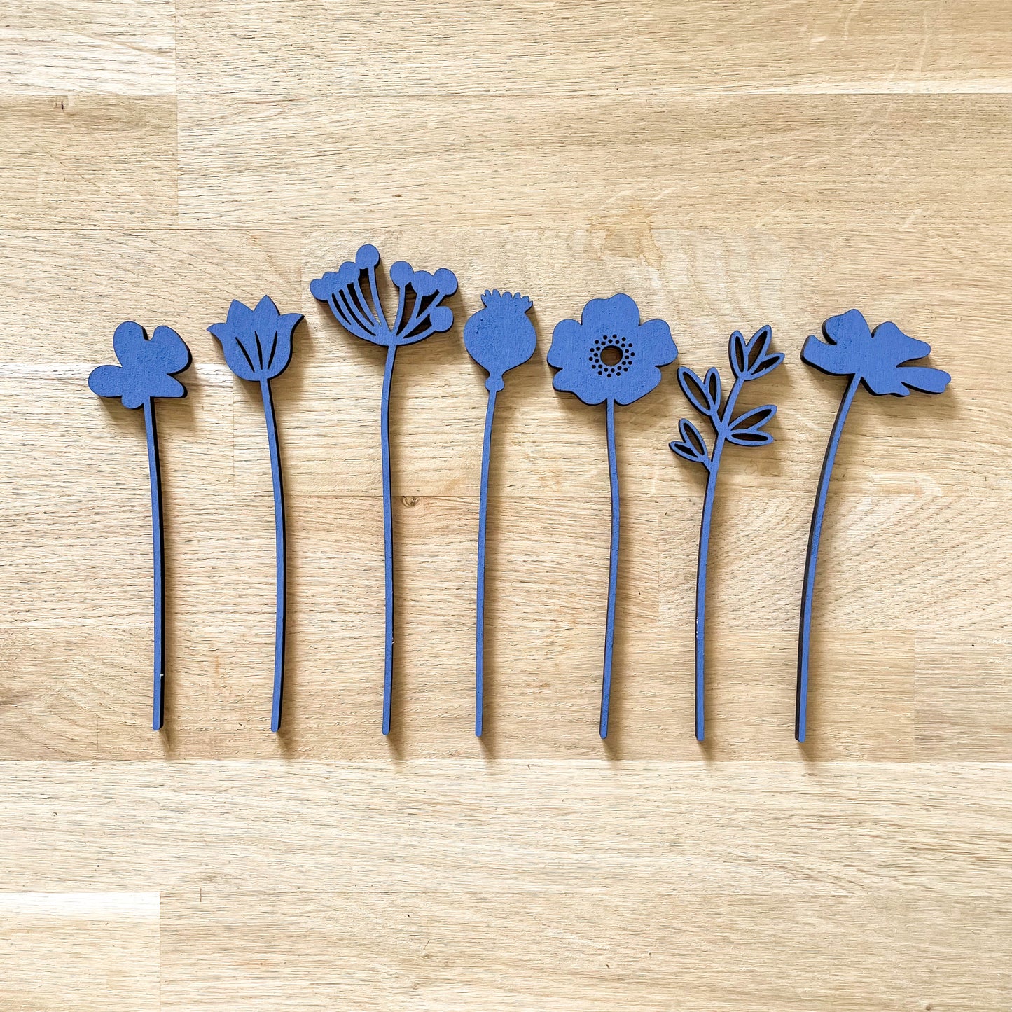 Mini Wooden Wildflower Stems - Blue - SECONDS