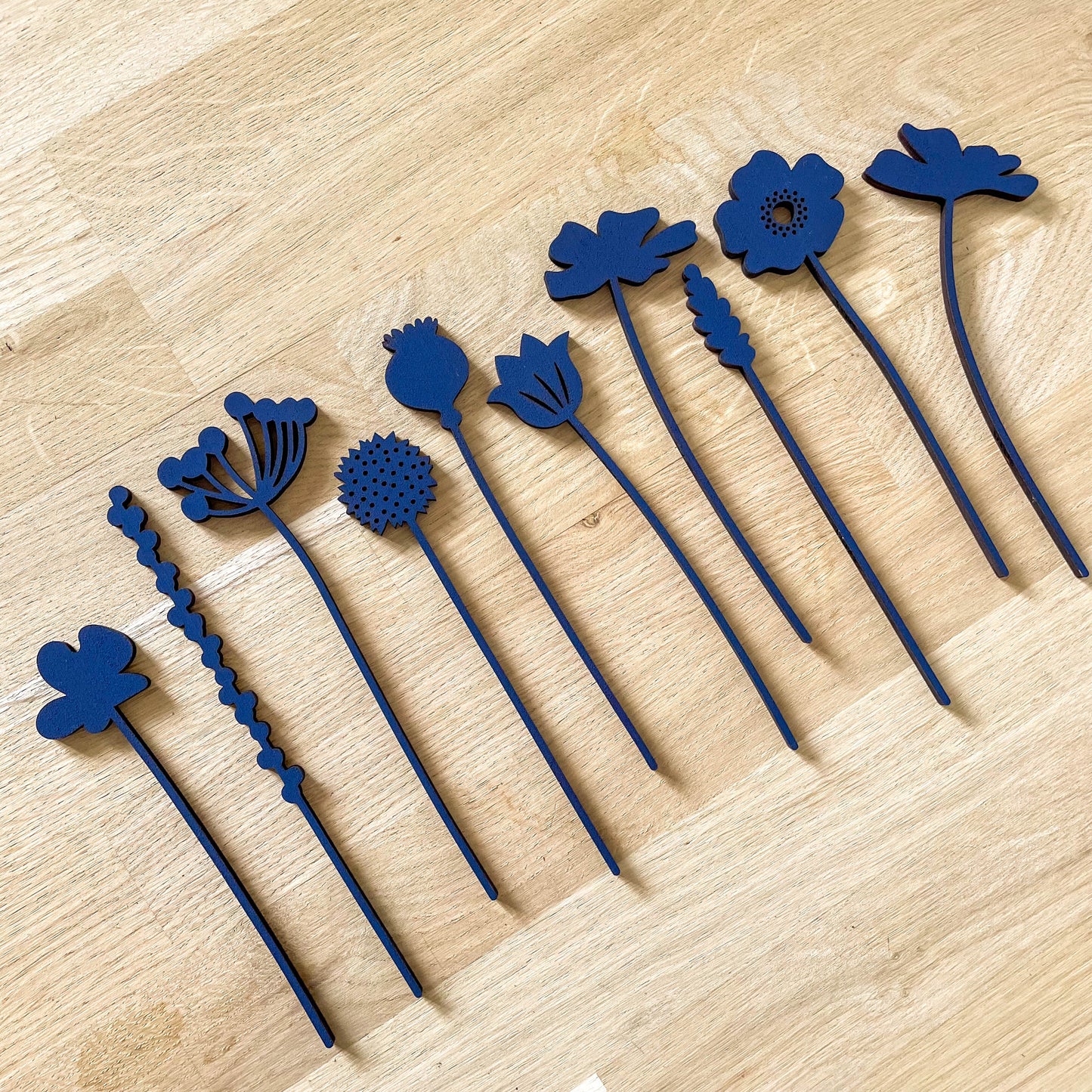 Mini Wooden Wildflower Stems - Dark Blue - SECONDS
