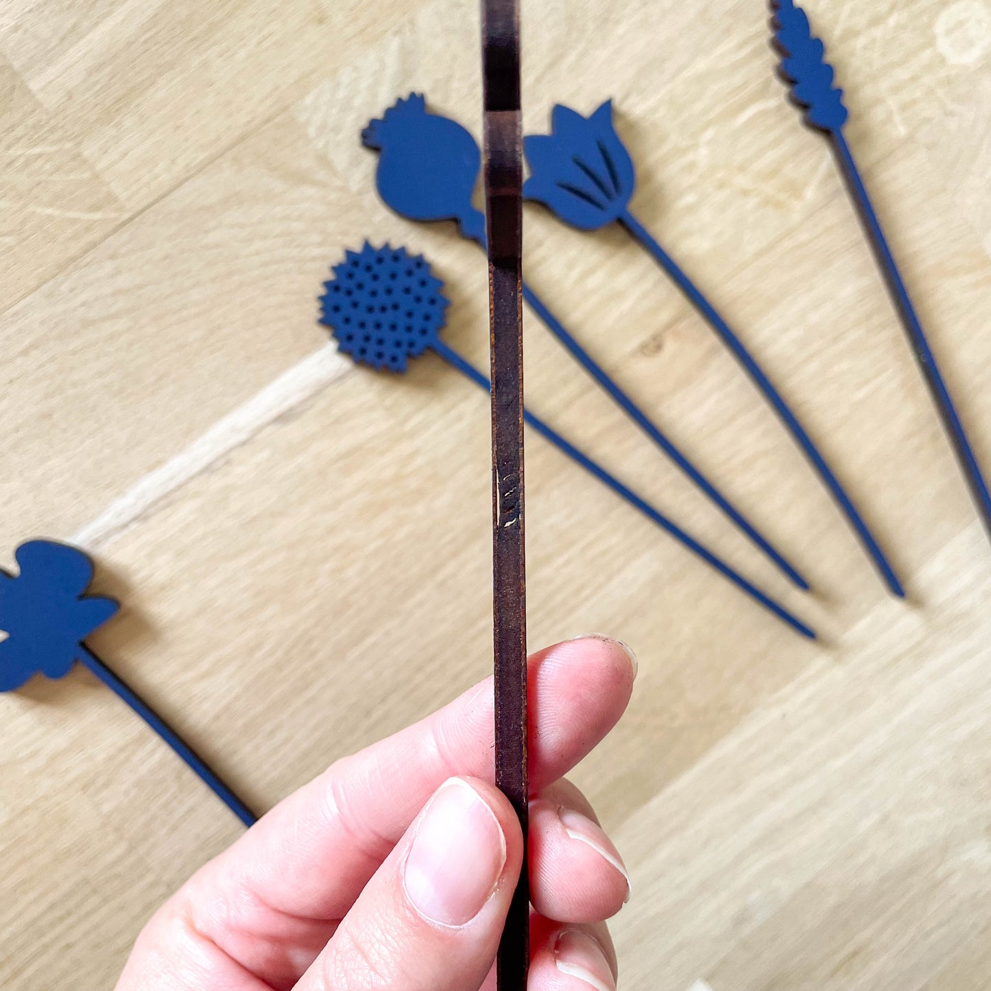 Mini Wooden Wildflower Stems - Dark Blue - SECONDS
