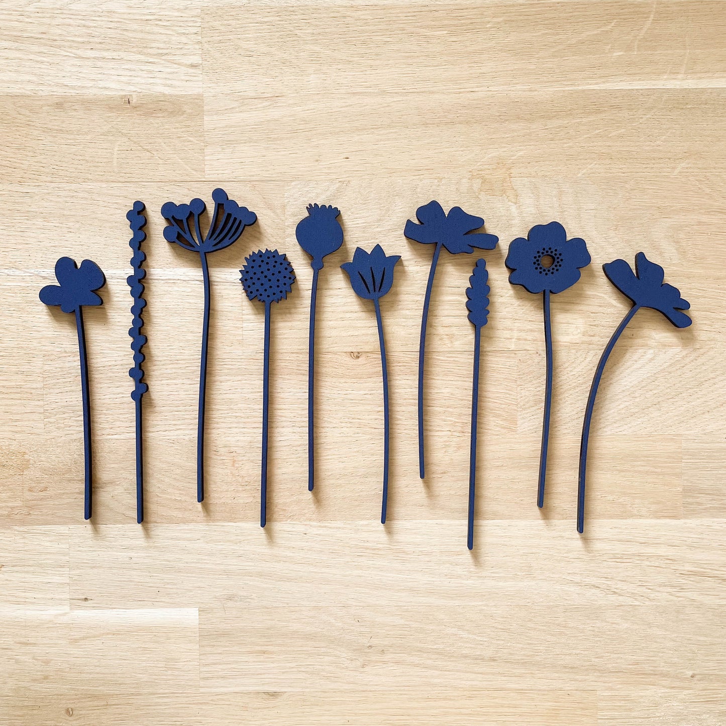 Mini Wooden Wildflower Stems - Dark Blue - SECONDS