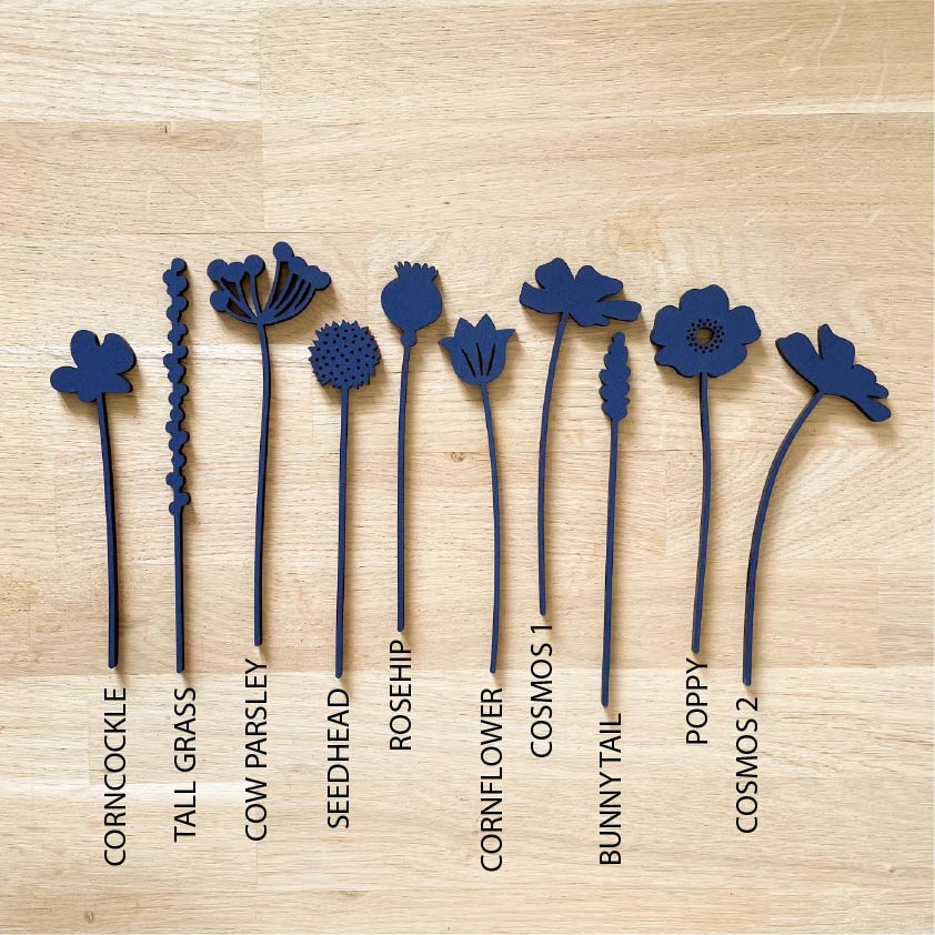 Mini Wooden Wildflower Stems - Dark Blue - SECONDS