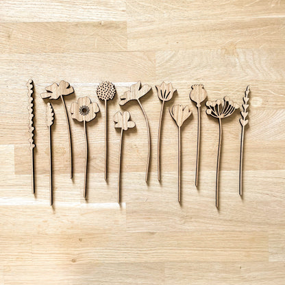 Mini Wooden Wildflower Stems - Oak - SECONDS
